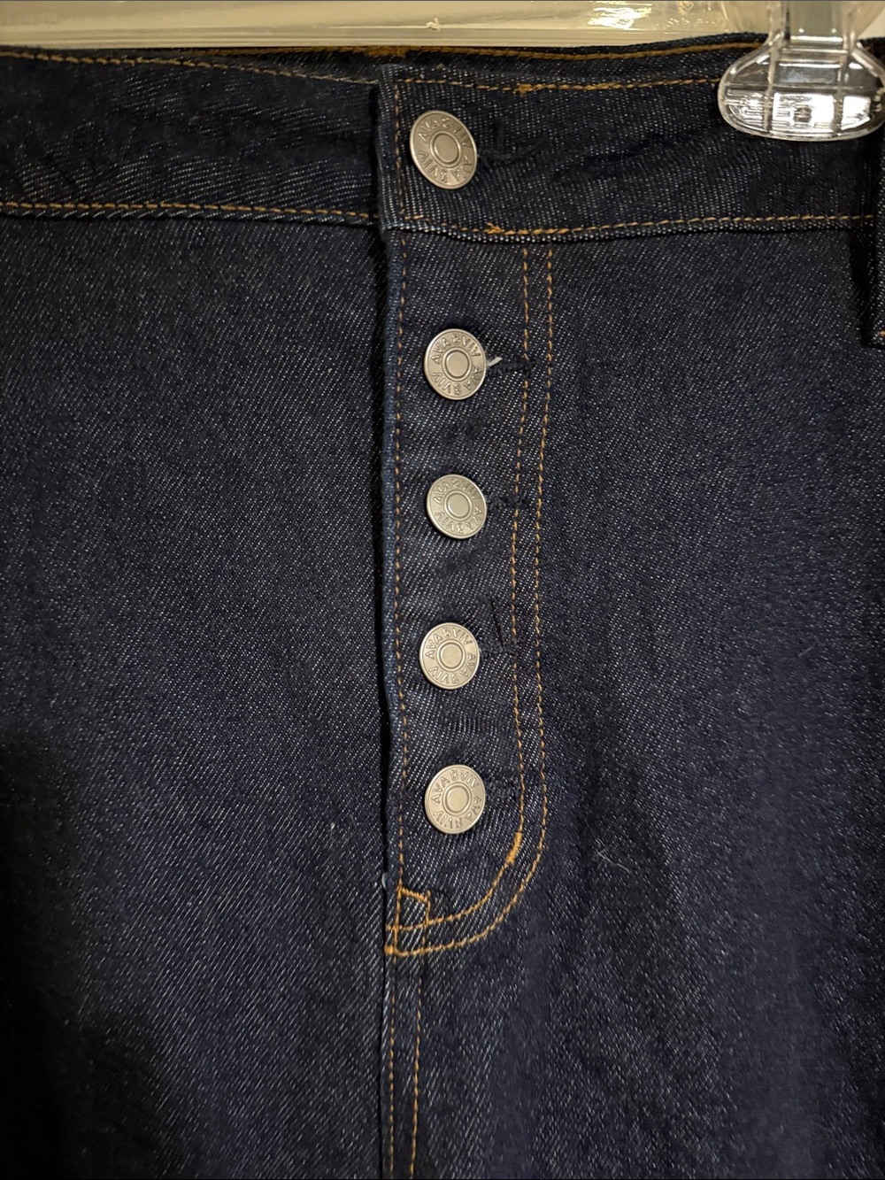Button-Fly Dark Indigo Denim Jeans with Cuffed Hem - Picture 2 of 11